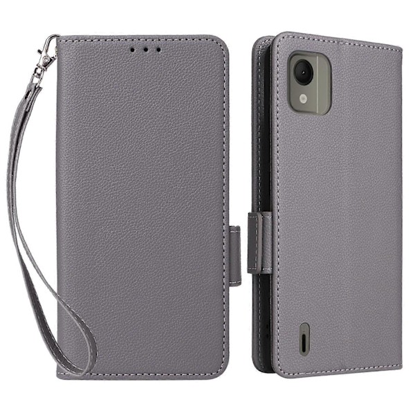 Reptåligt Telefonfodral för Nokia C110 Litchi Textur PU Läder Plånboksfodral med Ställ Multicolor Style D