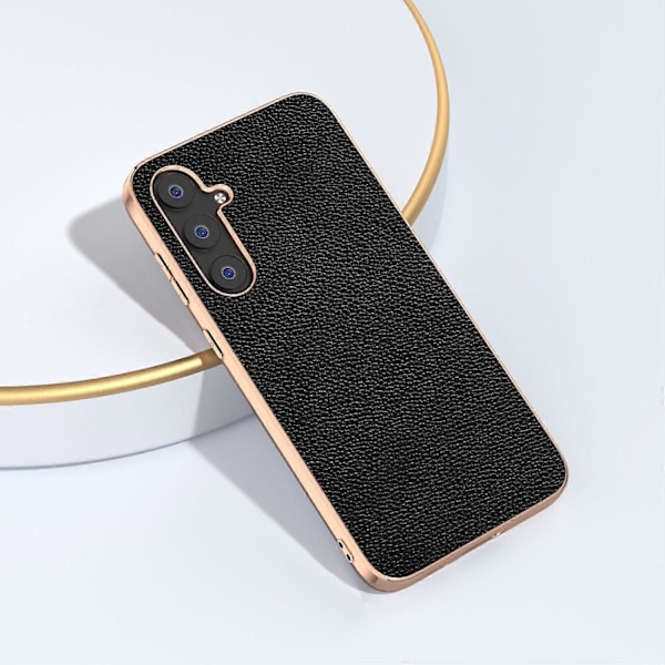 För Samsung Galaxy S23 FE Mobilskal Nano Elektropläterad Nappa Läderbelagd TPU+PC Fodral Multicolor Style A