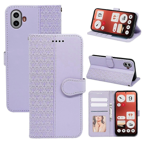 För Nothing CMF Phone 1 Plånboksfodral Mönsterpräglat Läder Flipfodral - Grön Multicolor Purple