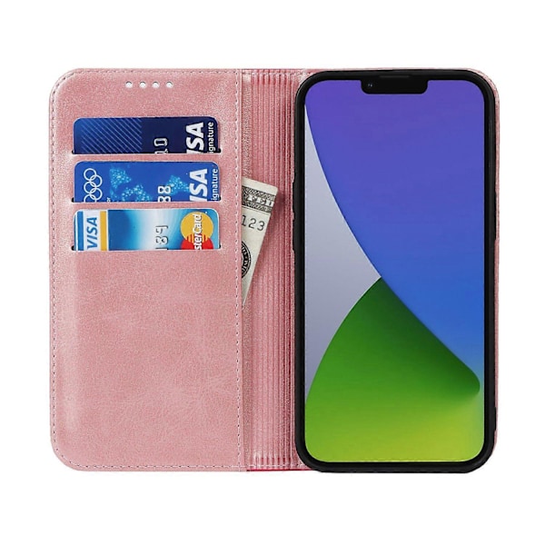 iPhone 15 Plus PU-nahkainen puhelinkotelo, kaksivärinen liitos, naarmuuntumaton, jalustallinen lompakkokotelo Multicolor Style E