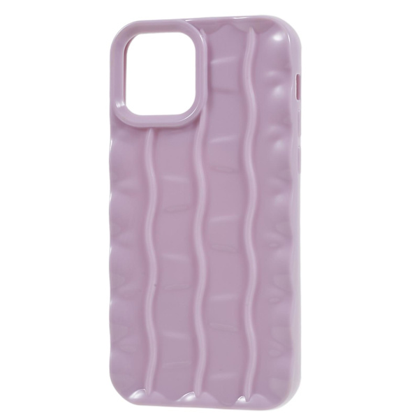 För Iphone 12 Pro Max Tpu phone case 3d randigt mönster Anti-Scratch cover Purple
