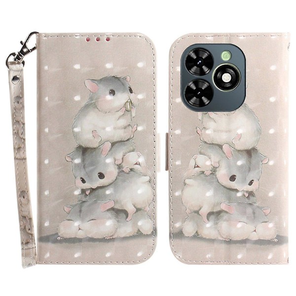 Stilig trykt skinnetui med stropp til Infinix Smart 8 4G/Smart 8 HD 4G/Hot 40i Multicolor Stacking Squirrels
