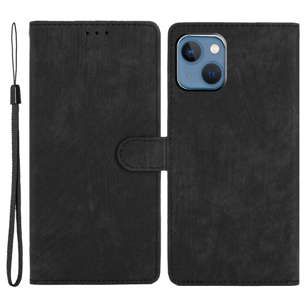 För Iphone 15 Plus Stativ Skin-touch Cover Pu Läderplånbok Slimfit Phone case Black