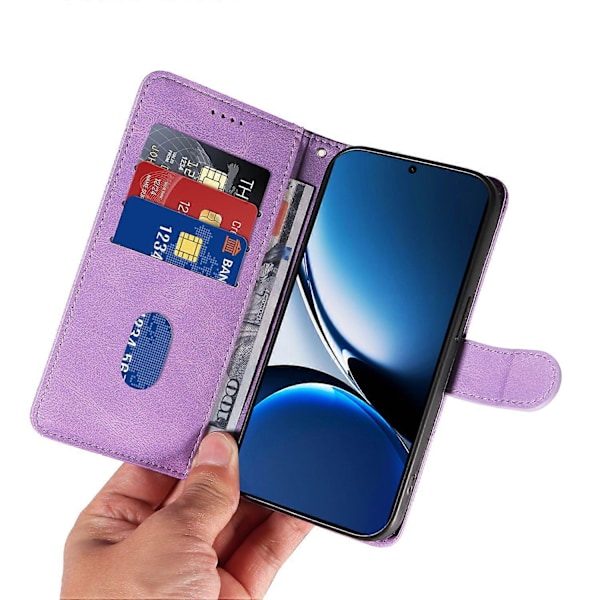 Plånboksfodral i läder med stativ och böjd linjedesign för Xiaomi Redmi Turbo 4 5G/Poco X7 Pro 5G Multicolor Light Purple