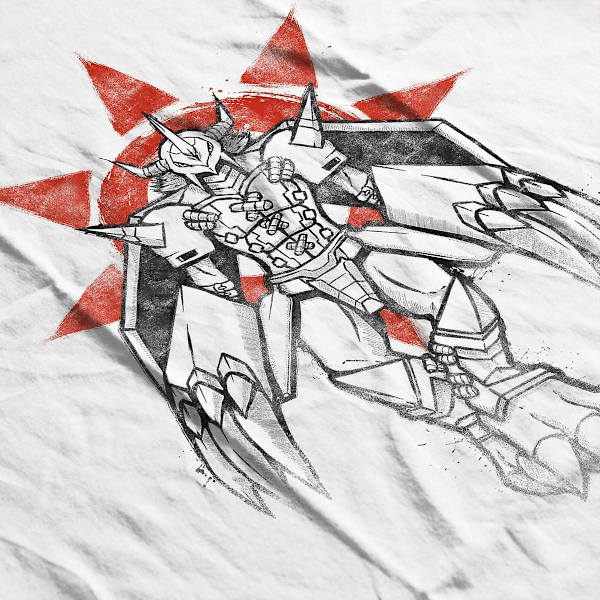 Digimon Wargreymon Grafitti Crest Of Courage Herre T-shirt White M