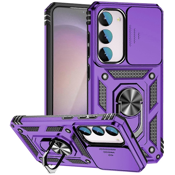 För Samsung Galaxy S23 FE Skal Skjutbart Kameralock PC+TPU Mobilskal med Ringstativ Multicolor Style H