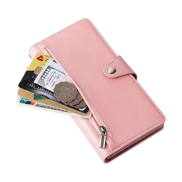 Til Samsung Galaxy A06 Etui Lynlås Pung Læder Støtteben Telefon Cover Nittedekor Multicolor Style E