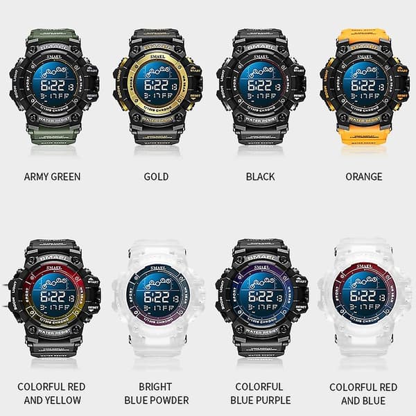 Sma 8082 Multifunksjonell Klokke med Timer Hvit Blå Pulver Black