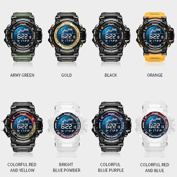 Sma 8082 Multifunktionell Timing Watch Vit Blå Pulver Gold