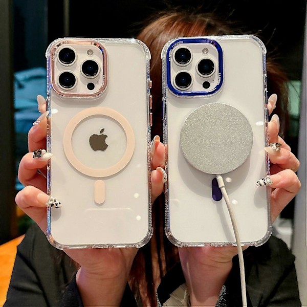 iPhone 16 Pro Magneettinen Suojakotelo PC TPU Iskunkestävä Puhelinkuori Yhteensopiva MagSafe kanssa Multicolor Transparent Green