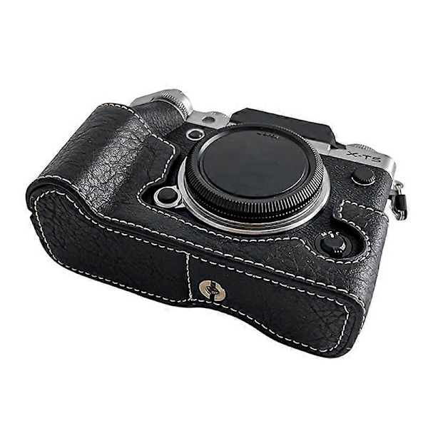 För Fujifilm X-T5 Buffeltextur Kamera Bottenfodral Flanellfoder Halvkroppsskydd Multicolor Style D
