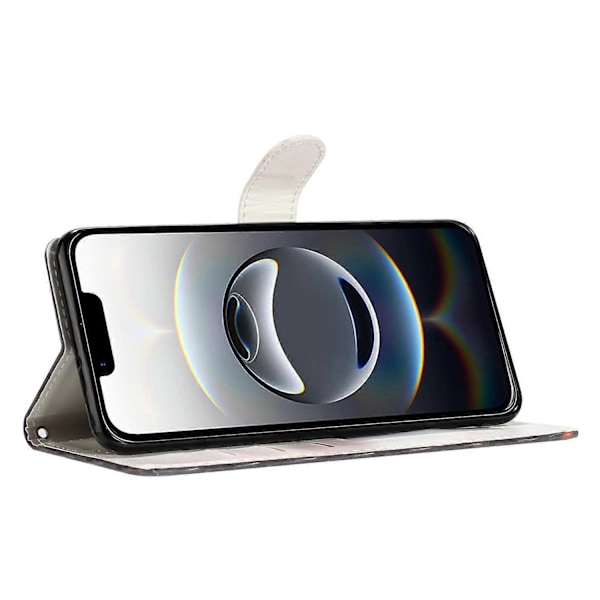 Plånboksfodral för iPhone 16e PU Läder Mönstertryck Ställ Telefonskydd med Rem Multicolor Cute Cat