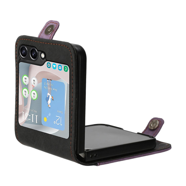 För Samsung Galaxy Z Flip5 5g Folding Phone Case Korthållare Pu Läder+PC- cover Purple
