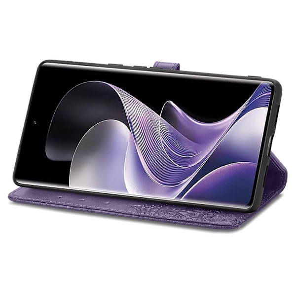 Til vivo V40 5G Etui Mandala Præget Design Læder Wallet Telefon Cover - Grå Multicolor Purple