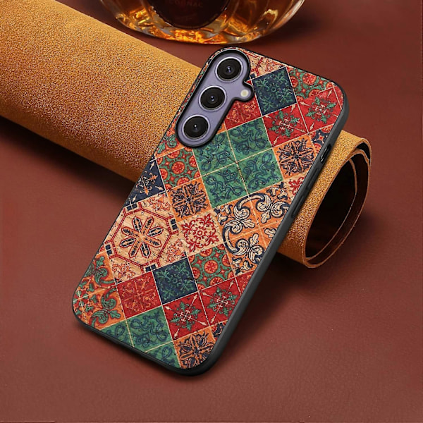 Skal för Samsung Galaxy S25+ med blomstermönster PU-läder+PC+TPU Telefonskydd Multicolor Winter/Blue