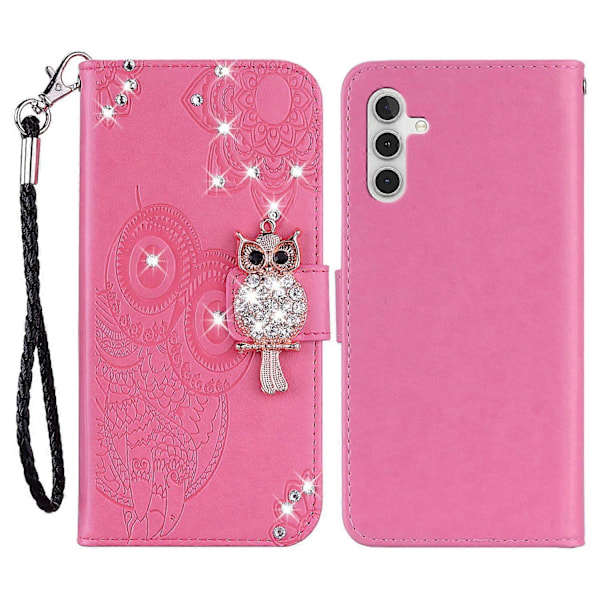 Til Samsung Galaxy A26 5G Wallet Case Ugle Blomst Præget Rhinestone Læder Cover Multicolor Style A