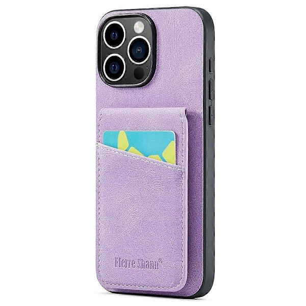FIERRE SHANN iPhone 16 Pro Etui Kortholder Støtteben Læder RFID-blokering Bagcover Multicolor Style B