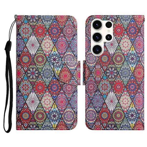 Fodral för Samsung Galaxy S25 Ultra med mönstertryck, skyddande läderfodral Multicolor Style Q