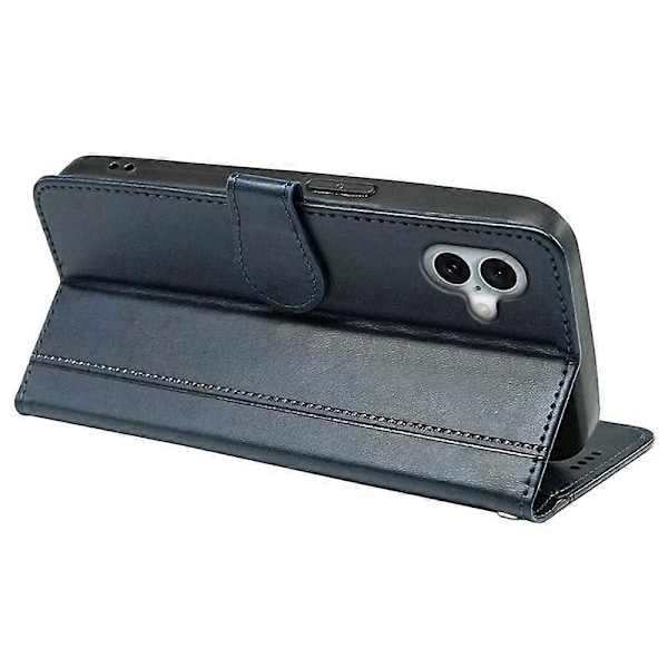 Kalveskinds tekstur læder etui med stativ i bogstil til iPhone 16 Plus Multicolor Style D