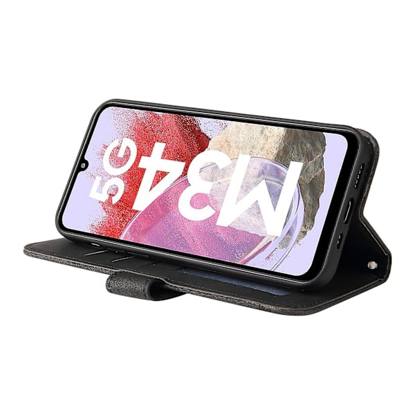 För Samsung Galaxy F34 5g/m34 5g Imprinted Lines Stand Cover Anti-drop Pu Läder Phone case Black