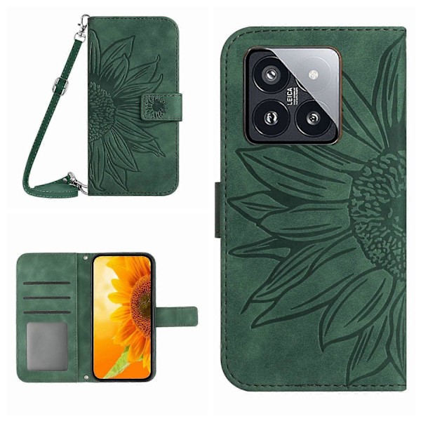 Til Xiaomi 14 Pro Etui Hud-berørings Wallet Stand Læder Cover med Skulderrem Multicolor Style G