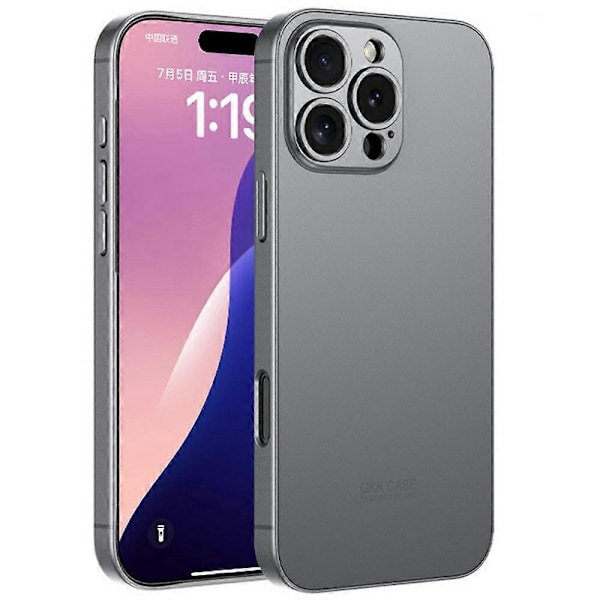 GKK iPhone 16 Pro Max -kotelo, metallinhohtomaali, AG-matta, ihoa myötäilevä TPU+PC-puhelinkuori- Multicolor Grey