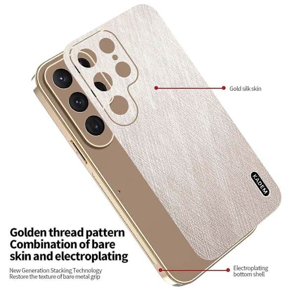 KADEM Cover til Samsung Galaxy S24 Ultra Elektroplettering Silke Tekstur PU+TPU Telefon Bagcover Multicolor Gold