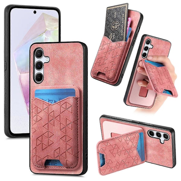 Til Samsung Galaxy A35 5G Etui med Præget Mønster, Kortholder, Støttefod, Læder Bagside Multicolor Style A