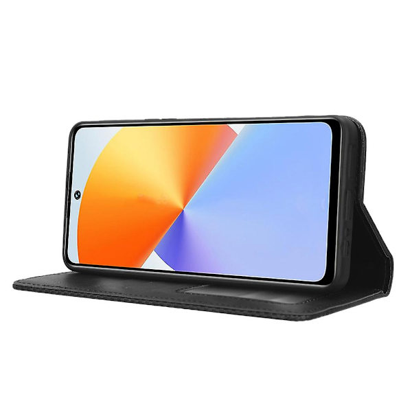Phone case För Infinix Note 30 Vip 5g X6710 Retro Pu Läderställ Cover Black