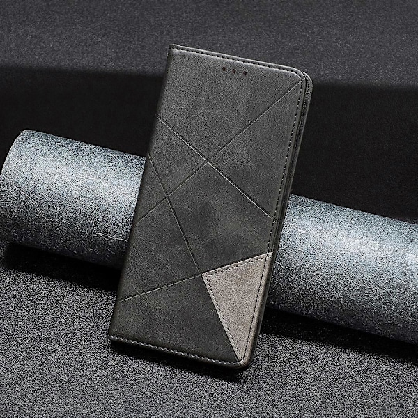 Til Xiaomi Redmi 12 4G Kortholder Mobiltelefon Etui Præget Linje Stativ Læder Telefon Cover Multicolor Style A