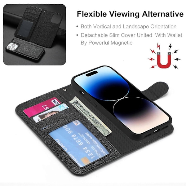 iPhone 14 Pro:lle Irrotettava TPU-takakuori Ristikkäiskuvioitu PU-nahkakansi Käännettävä jalustalompakkokotelo Multicolor Style A