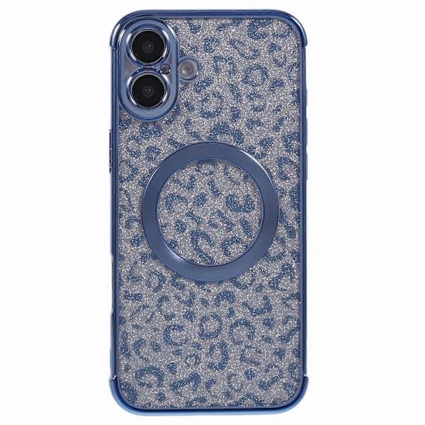 Skal för iPhone 16 Plus Kompatibelt med MagSafe Glittrigt Leopardtryck Transparent TPU-telefonskal Multicolor Style C