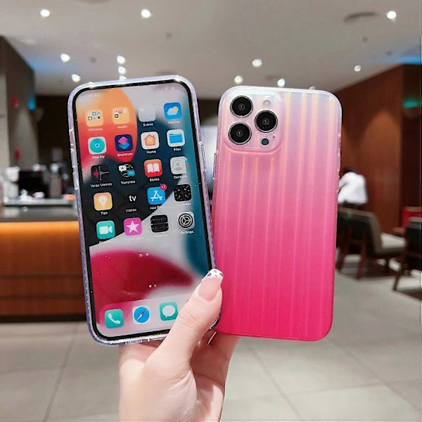 Til iPhone 14 Pro Laser IMD Design Mobiltelefon Cover Kuffertformet Akryl+TPU Telefon Cover Skal Multicolor Style C