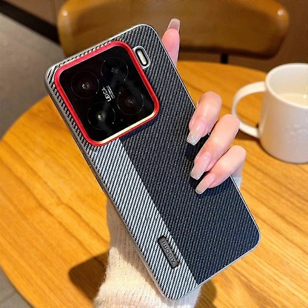 Skal för Xiaomi 15 Kamerastil Kolfibertextur Läder+PC Telefonskydd