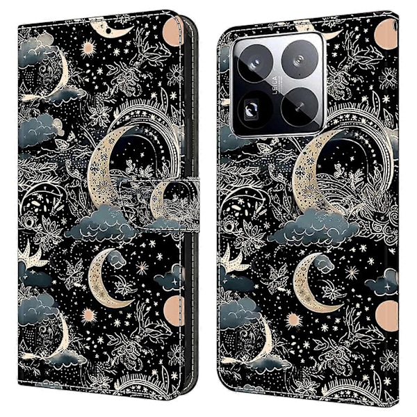 For Xiaomi 15 Pro Deksel PU Lær Lommebok Telefondeksel med Støtte Multicolor Moon