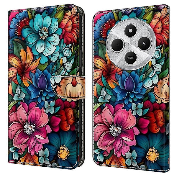 TPU+PU Läder Flip Fodral För Xiaomi Redmi 14C 4G/14R 5G/Poco C75 4G Mönstertryckt Multicolor Style F