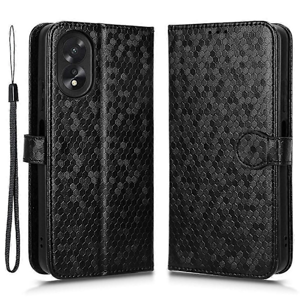 För Oppo A38 4G Fodral PU Läder Präglat Vikbart Ställ Mobiltelefon Skal Multicolor Style E