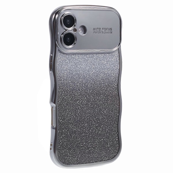Gradient Glitter TPU-telefondeksel med elektroplettert krøllramme for iPhone 16 Multicolor Style A