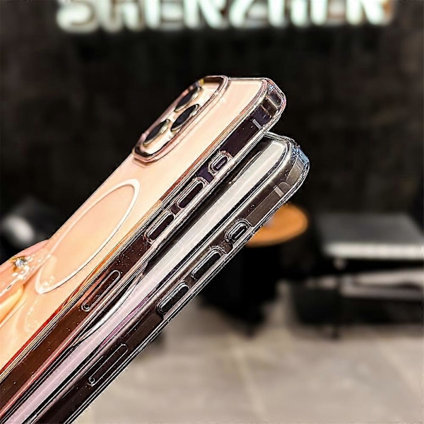 Magnetiskt skal för iPhone 15 Pro, gradientfärg, hårt PC-skal Multicolor Desert Gold