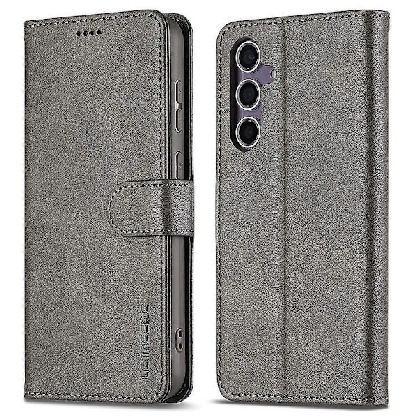 LC.IMEEKE Fodral för Samsung Galaxy A26 5G Kalvtextur PU Läder Ställ Plånbok Telefonfodral- Multicolor Grey