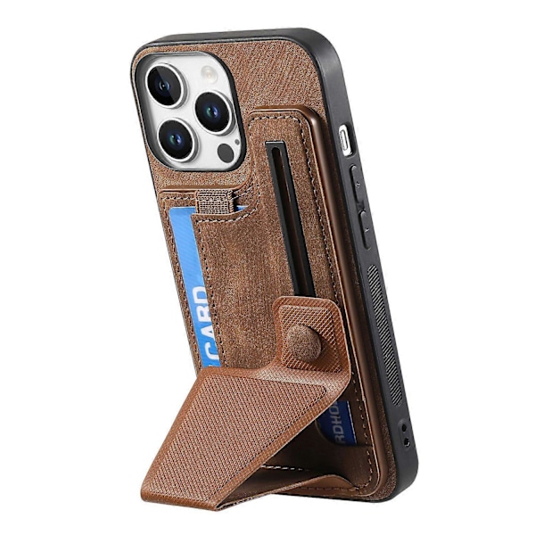 Retro læder bagcover med kortslot og sidefodstøtte til iPhone 16 Pro Max - Grøn Multicolor Brown