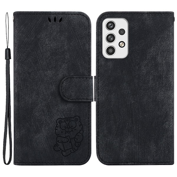 Pu Läder Magnetic Flip Phone case För Samsung Galaxy A33 5g, Stativ Plånboksmönster tryckt cover Black