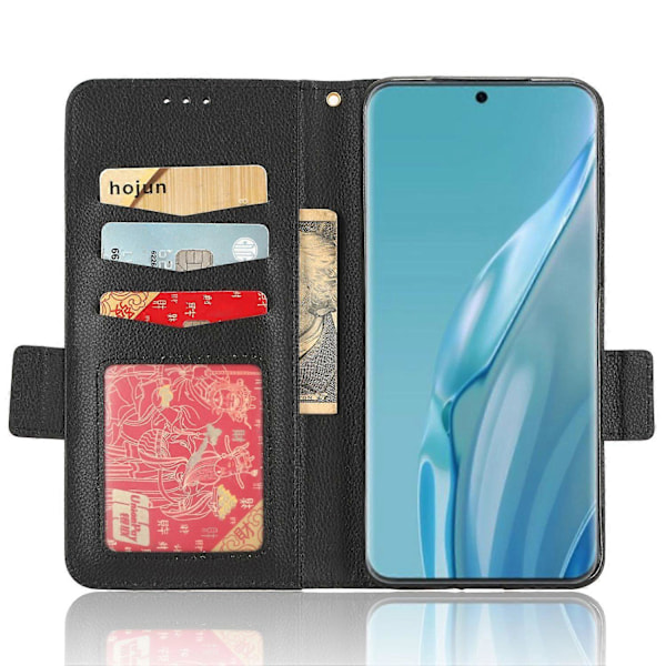 Läderfodral med Litchi-textur för Huawei P60 Art Repsäkert Ställ Telefonplånboksfodral Multicolor Style A