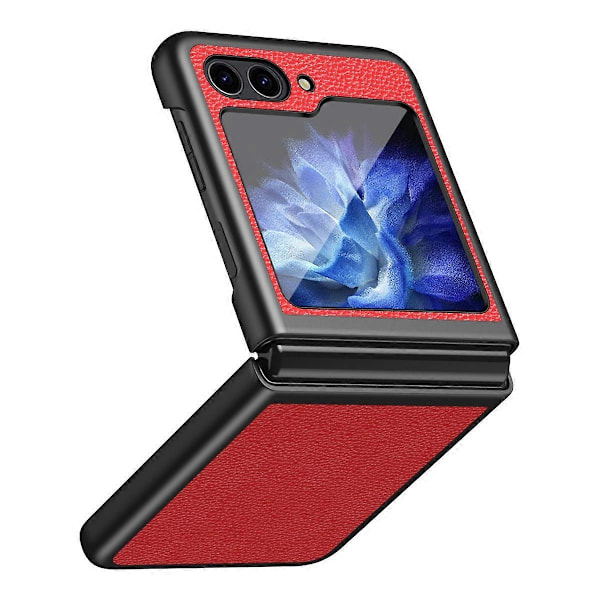 För Samsung Galaxy Z Flip5 5G PU Läderbelagt PC Skal Skyddande Mobilskal Multicolor Style B