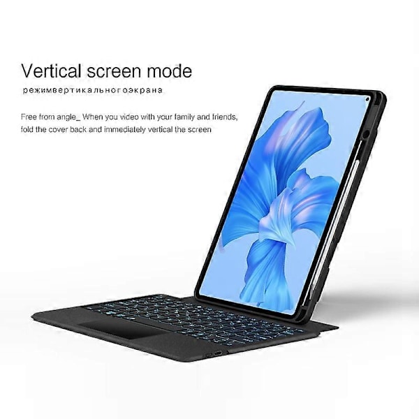 Læderetui + Bluetooth-tastatur med baggrundsbelyst trackpad til Huawei MatePad Pro 11 (2022) Multicolor Style A