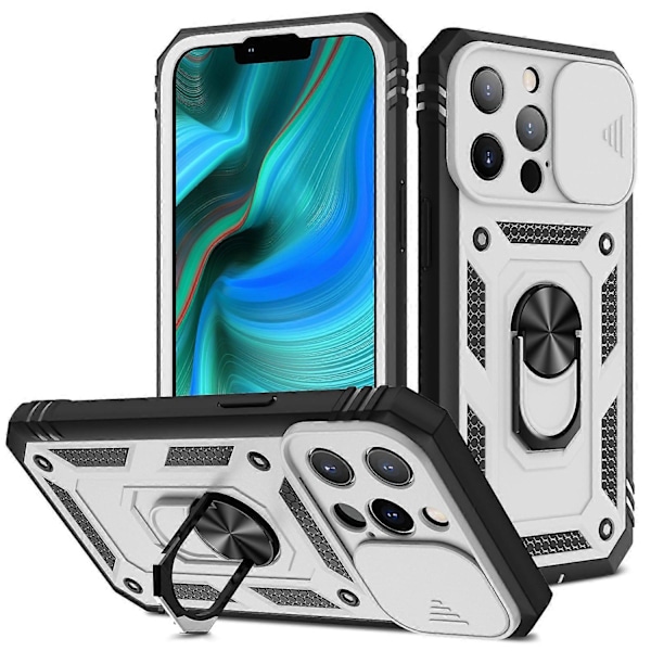 Pudotussuojattu Hyvin Suojattu Kameran Liukukansi Metallinen Jalusta 3-in-1 TPU+PC Puhelimen Suojakuori