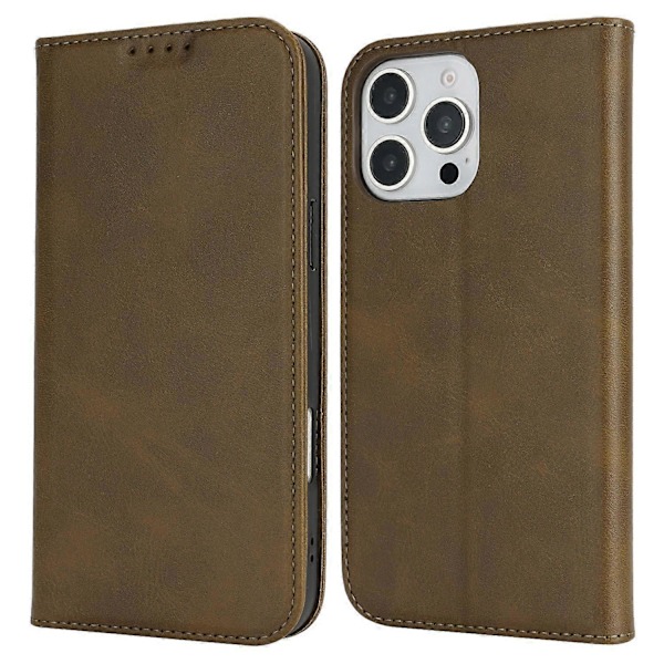 PU læder kalveskinds tekstur magnetisk lukning smartphone cover til iPhone 16 Pro Max Multicolor Style D