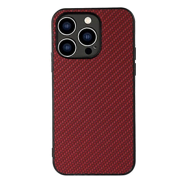 För iPhone 15 Pro Telefonskal Kolfibertextur PU Läderbelagd TPU Fodral Multicolor Style B