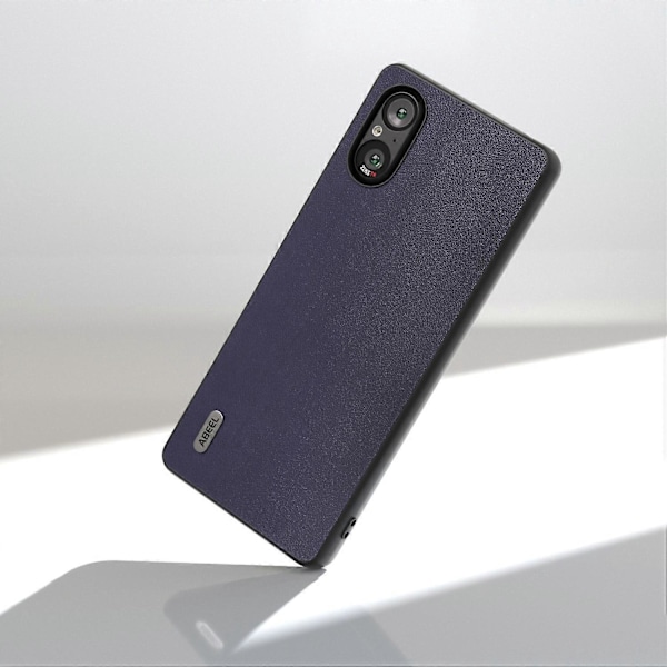 Skal för Sony Xperia 5 V PU Läder+Hård PC Slätt Skyddande Fodral Multicolor Style C