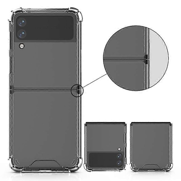 För Samsung Galaxy Z Flip4 5G Fyrhörns TPU-ram + Akryl Baksida Transparent Mobilskal